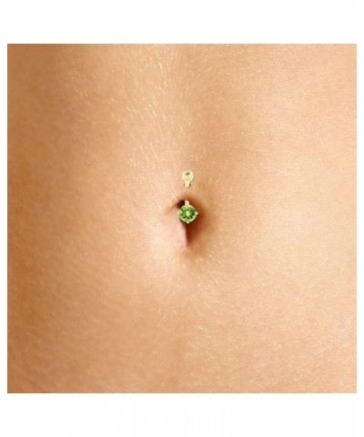 Round Cut Simulated Birthstone Body Piercing Belly Button Ring for Womens & Girls in 14K Gold Over 925 Sterling Silver, Jewel...