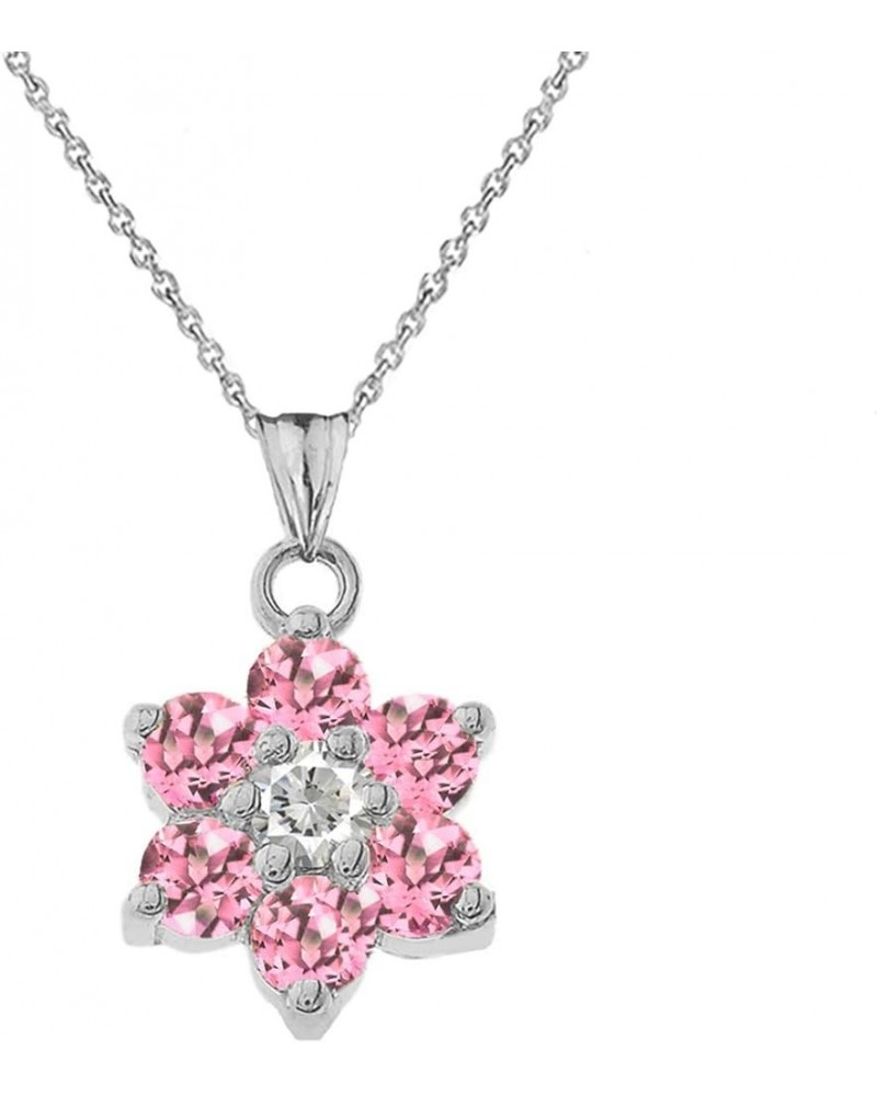 Dainty Sterling Silver Personalized Birthstone CZ Flower Pendant Necklace October Birthstone 16.0 Inches $22.22 Necklaces