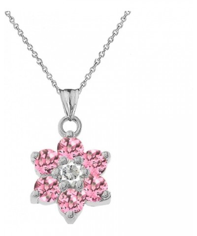 Dainty Sterling Silver Personalized Birthstone CZ Flower Pendant Necklace October Birthstone 16.0 Inches $22.22 Necklaces