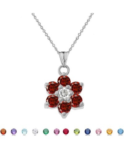 Dainty Sterling Silver Personalized Birthstone CZ Flower Pendant Necklace October Birthstone 16.0 Inches $22.22 Necklaces