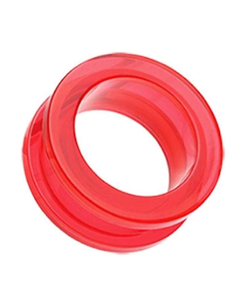 Basic Acrylic Screw-Fit Ear Gauge Tunnel Plug 2 GA (6.5mm), Red $9.35 Body Jewelry