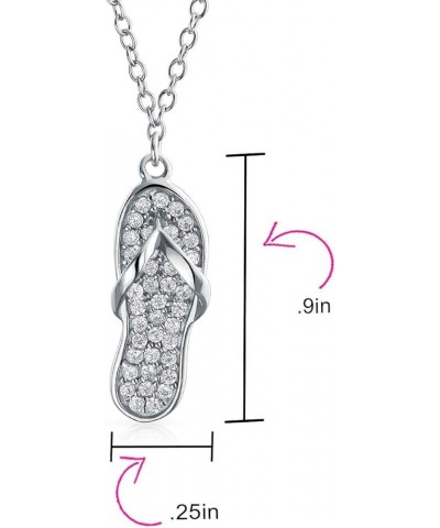 Tropical Vacation Nautical Pave CZ Accent Flip Flop Sandal Pendant Necklace For Women For Teen 14K Gold Plated .925 Sterling ...