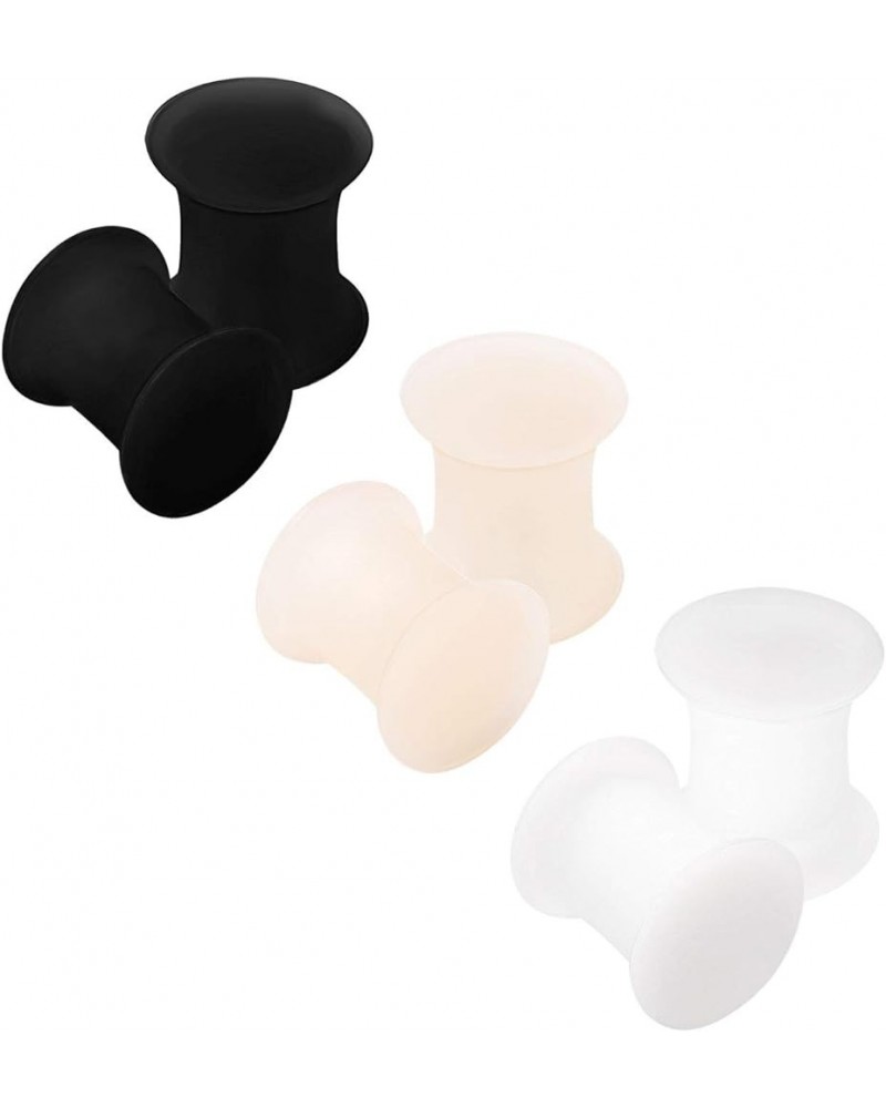 KJM FASHION 6 x Black Silicone Double Flared Ear Stretcher Expander 6pcs 6mm BL SN WT $5.89 Body Jewelry