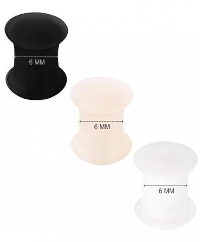 KJM FASHION 6 x Black Silicone Double Flared Ear Stretcher Expander 6pcs 6mm BL SN WT $5.89 Body Jewelry