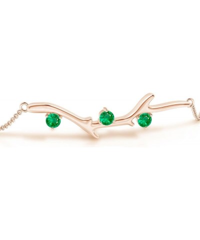 Natural Emerald Three Stone Bracelet for Women, Girls in 14K Solid Gold/Platinum | May Birthstone Jewelry Gift for Her | Wedd...