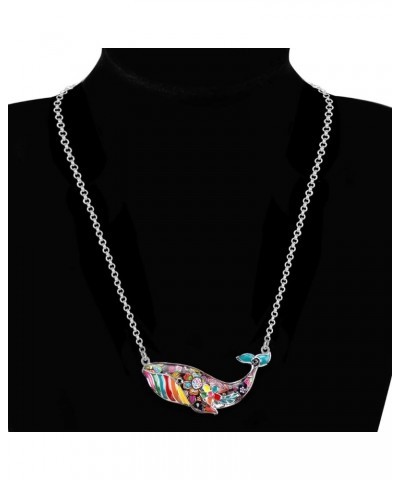 Signature Ocean Collection "TESS" Statement Alloy Chain Enamel WHALE Pendant Necklace 18 Multicolor $8.32 Necklaces