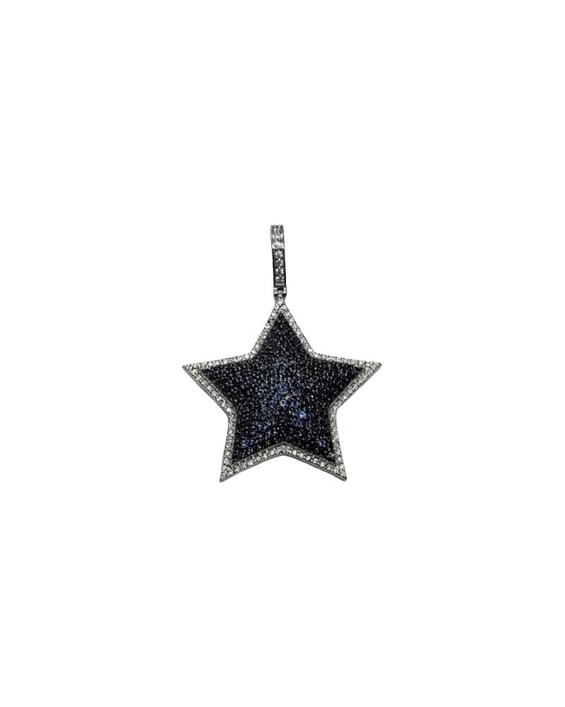 Animas Jewels 2.50 Ct Round Cut Created Blue Sapphire and Diamond Star Charm Pendant Real 925 Sterling Silver $57.39 Necklaces