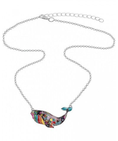 Signature Ocean Collection "TESS" Statement Alloy Chain Enamel WHALE Pendant Necklace 18 Multicolor $8.32 Necklaces