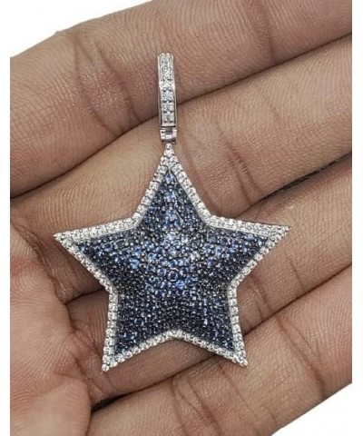 Animas Jewels 2.50 Ct Round Cut Created Blue Sapphire and Diamond Star Charm Pendant Real 925 Sterling Silver $57.39 Necklaces