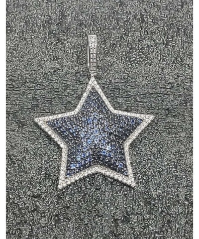 Animas Jewels 2.50 Ct Round Cut Created Blue Sapphire and Diamond Star Charm Pendant Real 925 Sterling Silver $57.39 Necklaces