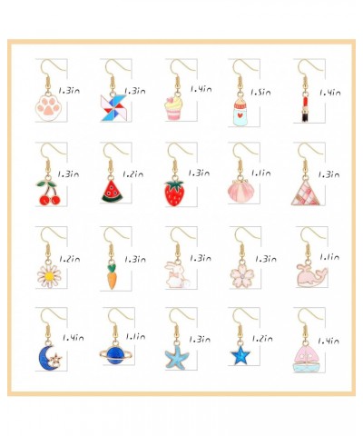 Stainless Steel Earrings Cute Earrings Set for Girls Women Drop Dangle Earrings Set Animal Flower Strawberry Moon Star Earrin...