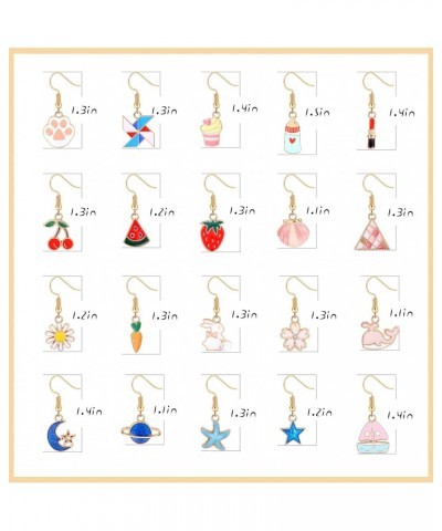 Stainless Steel Earrings Cute Earrings Set for Girls Women Drop Dangle Earrings Set Animal Flower Strawberry Moon Star Earrin...