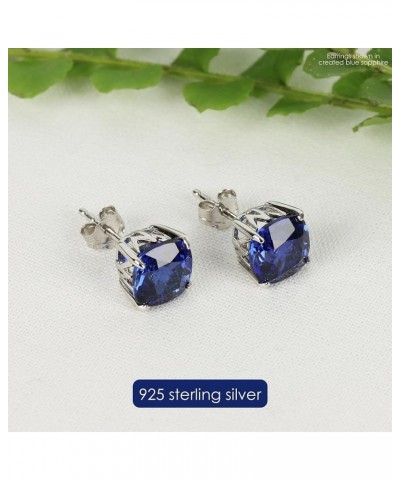 3 CT Gemstone Stud Earrings – 925 Sterling Silver Birthstone Jewelry for Women Hypoallergenic – 8mm Cushion Cut with Push Bac...