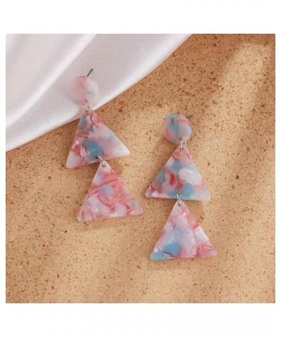 Acrylic Double Triangle Dangle Earrings for Women Girls Resin Geomentric Round Circle Tassel Drop Dangling Stud Hypoallergeni...