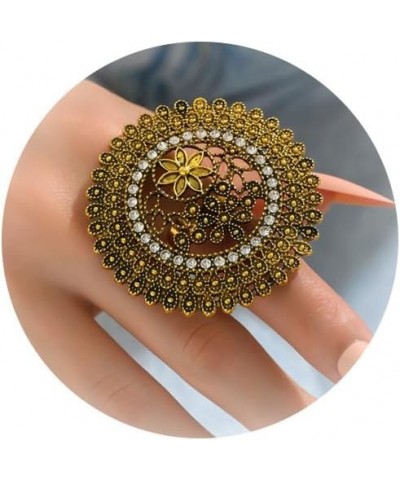 Gold Statement Ring Vintage Ethnic Ring for Women Indian Ring Chunky Ring Big Flower Ring Gold Flower Ring Jewelry Gift for G...