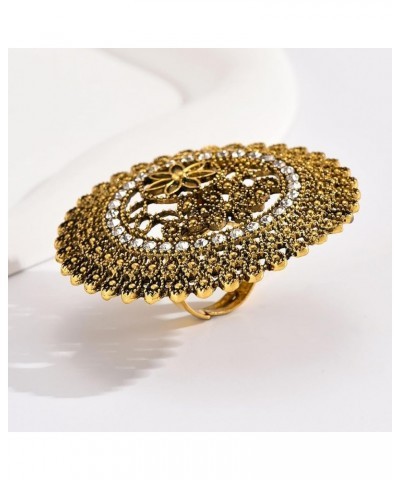 Gold Statement Ring Vintage Ethnic Ring for Women Indian Ring Chunky Ring Big Flower Ring Gold Flower Ring Jewelry Gift for G...