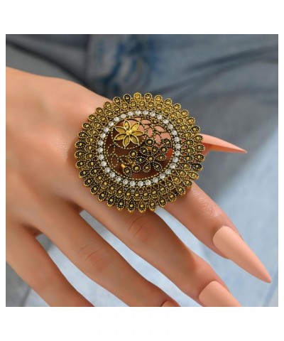 Gold Statement Ring Vintage Ethnic Ring for Women Indian Ring Chunky Ring Big Flower Ring Gold Flower Ring Jewelry Gift for G...