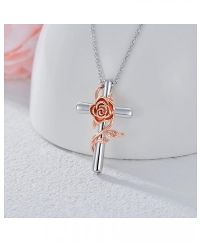 Sunflower Rose Flower Cross Cremation Jewelry 925 Sterling Silver Urn Necklace Keepsake Ashes Hair Memorial Pendant Always in...