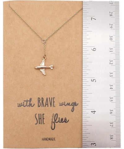 Brave Lariat Necklace with Airplane Pendant for Women, Gift for Friends, Comes with Inspirational Quote, Rose Gold $17.61 Nec...