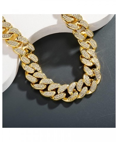 Cuban Link Chain 20mm Miami Cuban Necklace Chain for Men Iced Out 14K Gold Plated Diamond Chunky Necklace Silver Cuban Bracel...