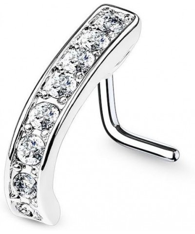 Channel Set CZ Nose Crawlers 316L Surgical Steel L Bend Nose Stud Rings 18GA, Length: 6mm, Clear $9.35 Body Jewelry