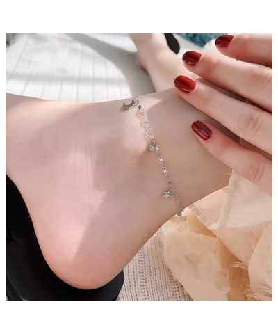 Ankle Bracelet for Women Stainless Steel  Chain Beach Anklet Bracelet Adjustable Jewelry Silver-SCMZ-Star $8.15 Anklets