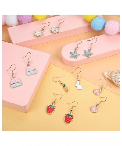 Stainless Steel Earrings Cute Earrings Set for Girls Women Drop Dangle Earrings Set Animal Flower Strawberry Moon Star Earrin...