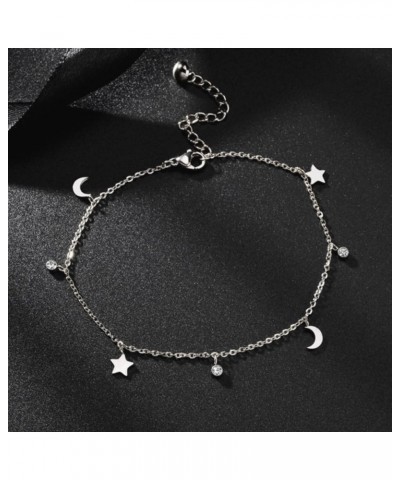 Ankle Bracelet for Women Stainless Steel  Chain Beach Anklet Bracelet Adjustable Jewelry Silver-SCMZ-Star $8.15 Anklets