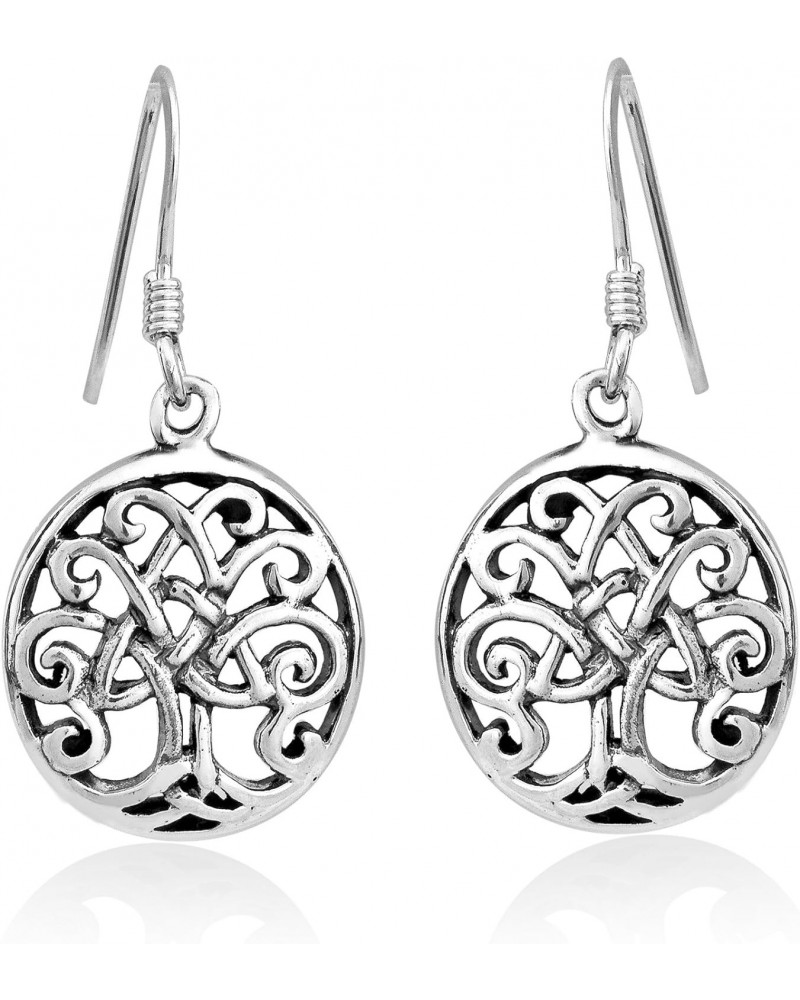 WithLoveSilver 925 Sterling Silver Oval Cut Out Celtic Trinity Tree of Life Dangle Earrings $20.19 Earrings