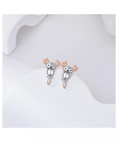 Stud Earrings for Women Sterling Silver Axolotl Chicken Cow Pig Penguin Reindeer Whale Pineapple Strawberry Earrings Animal F...