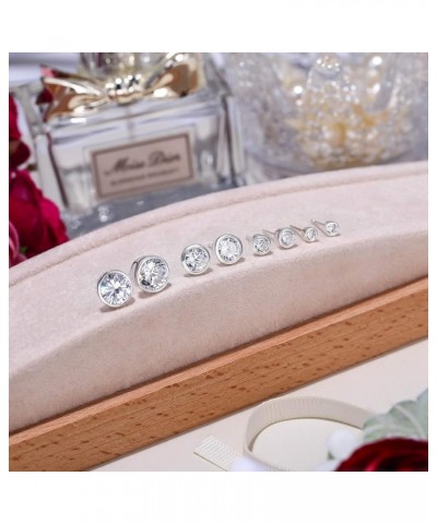 925 Sterling Silver Round Cut CZ Simple Basket Set Stud Earrings Clear 4.0 Millimeters $8.40 Earrings