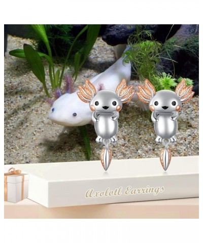 Stud Earrings for Women Sterling Silver Axolotl Chicken Cow Pig Penguin Reindeer Whale Pineapple Strawberry Earrings Animal F...