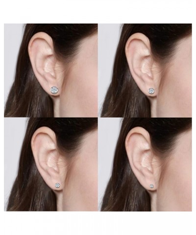 925 Sterling Silver Round Cut CZ Simple Basket Set Stud Earrings Clear 4.0 Millimeters $8.40 Earrings