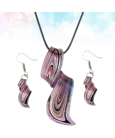 Spiral Shaped Earrings and Necklace Sets Glass Pendant Dangler Jewelry Earbob Gift for Women Boho Necklace Dangling Earrings ...