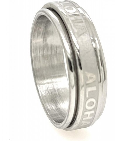 Hawaiian Spinner Stainless Steel Engraved ALOHA Silver 8mm Band Ring Men and Women Size 6 - 14 $10.19 Rings