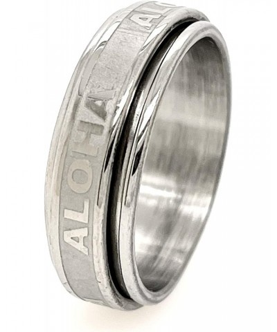 Hawaiian Spinner Stainless Steel Engraved ALOHA Silver 8mm Band Ring Men and Women Size 6 - 14 $10.19 Rings