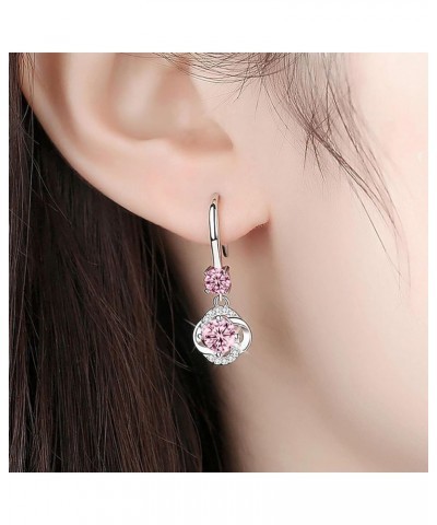 Diamond-Studded Creative Earrings Temperament Long Four-Leaf for Her, White Pink $3.91 Earrings