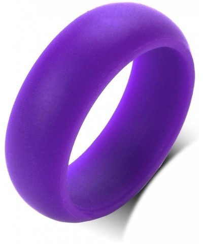 Silicone Couple Rings Her Demon & His Angel Matching Ring Set for Him Her 8MM Black & Purple Breathable Silicone Rubber Dome ...