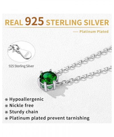 925 Sterling Silver 12 Months Sparkling Round Cut Created Birthstone Pendant Necklace, 16 Inch Rolo Chain (with Gift Box) Rou...