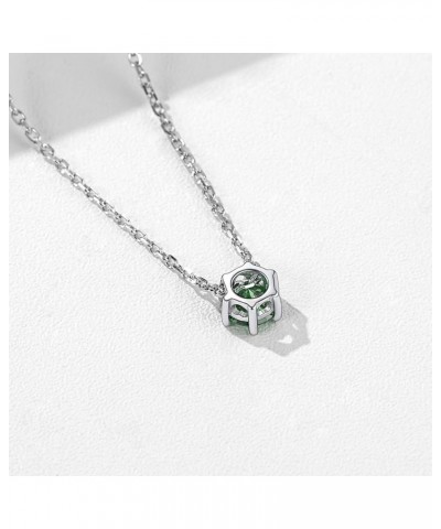 925 Sterling Silver 12 Months Sparkling Round Cut Created Birthstone Pendant Necklace, 16 Inch Rolo Chain (with Gift Box) Rou...