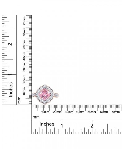 Cushion Cut 6.5MM Center Pink Tourmaline And Round Cut Sparkling White Cubic Zirconia Cushion Halo Engagement Ring For Women ...