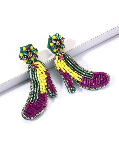 Mardi Gras Earrings Handmade Beaded Jester Dangle Earrings Fun Carnival Parade Fat Tuesday Party Earrings Purple Green Gold K...