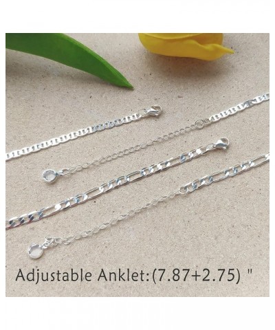 Silver Initial Anklet for Women Anklets with Initials 2pcs Ankle Bracelets for Teen Girls Cuban Link Anklets for Women H $7.0...