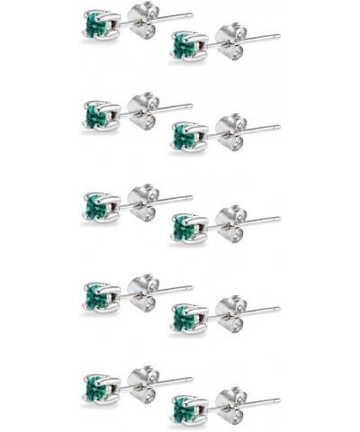 5-Pair Set Sterling Silver 3mm Round Colored Stud Earrings Made with European Crystals December - Blue $13.95 Earrings