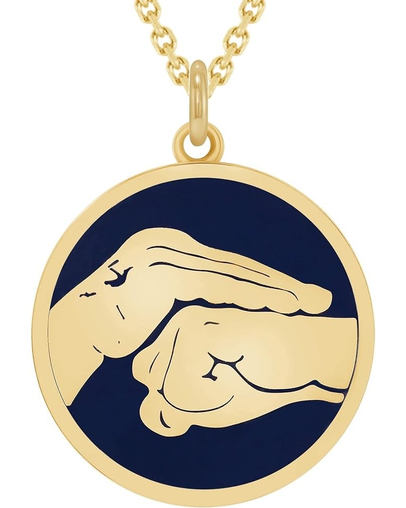 Martial Arts Karate Pendant Necklace in Solid 14k Gold, Made in America 20" Necklace Blue Enamel Yellow Gold $149.85 Necklaces