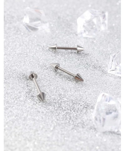 2PCS 14G G23 Titanium Straight Barbell Spike Cartilage Earring Bars Nipple Ring Spiked Helix Piercing Jewelry Externally Thre...