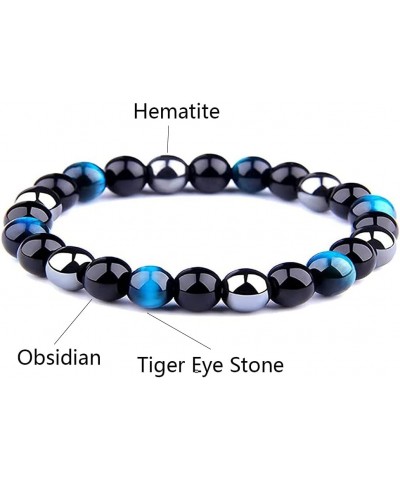 Triple Protection Bracelet For Protection Bring Luck And Prosperity Hematite Black Obsidian Tiger Eye Stone Bracelets Stone-C...