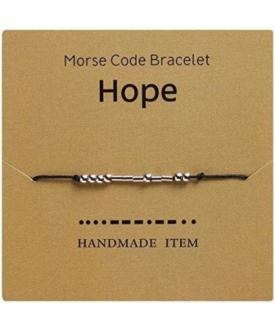 Morse Code Special Meaning Beaded Cylinder on Silk Cord Bracelets with Secret Inspirational Message Card for Women Men Jewelr...