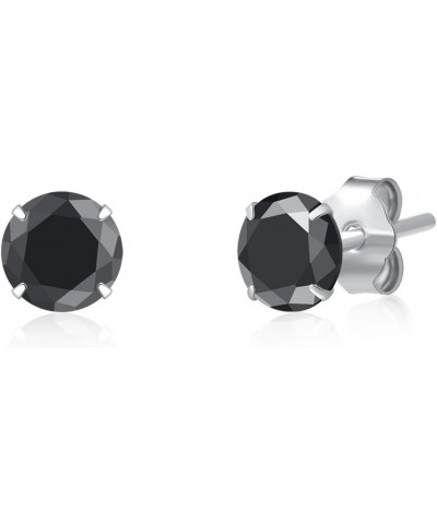 925 Sterling Silver Black Cubic Zirconia 3mm-8mm CZ Stud Earrings Men Women 3mm Stone $8.37 Earrings