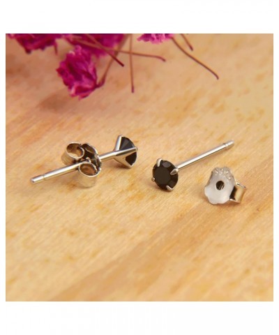 925 Sterling Silver Black Cubic Zirconia 3mm-8mm CZ Stud Earrings Men Women 3mm Stone $8.37 Earrings